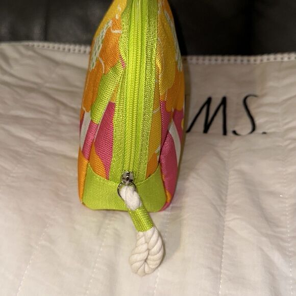 CLINIQUE Mid Sized Green Pink White Orange Purple Floral Make-Up Toiletry Bag - Picture 6 of 9